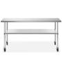 GRIDMANN NSF Stainless Steel Commercial Kitchen Prep & Work Table w/ 4 Casters (Wheels) - 60 in. x 30 in.