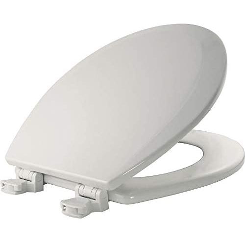 BEMIS 500EC 000 Toilet Seat with Easy Clean & Change Hinges, ROUND, Durable Enameled Wood, White