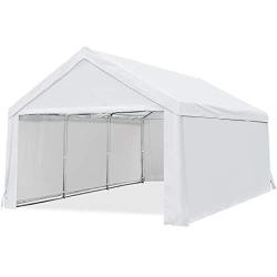 Quictent 10’x20’ Carport Car Canopy Heavy Duty Galvanized Frame Car Shelter with Ground Bar-White