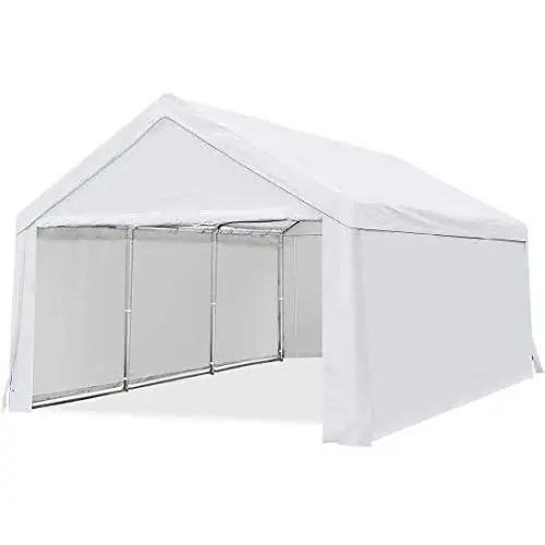 Quictent 10’x20’ Carport Car Canopy Heavy Duty Galvanized Frame Car Shelter with Ground Bar-White Quictent 10’x20’ Carport Car Canopy Heavy Duty Galvanized Frame Car Shelter with Ground Bar-White