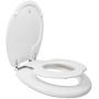 TOPSEAT TinyHiney Potty Round Toilet Seat, Adult/Child, w/Slow Close Chromed Metal Hinges, Wood, White