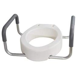 Essential Medical Supply Elevated Toilet Seat with Arms, Elongated, 19.5 x 14 x 3.5 Inch