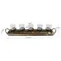 Westcharm 27.5 in. Rustic Wood Candle Centerpiece Tray w/Five Metal Candle Holders