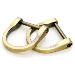 CRAFTMEMORE D-Rings Screw In Shackle Horseshoe U Shape D Ring DIY Leather Craft Key Holder Purse Accessories for 1 Inch Strap Pack of 4 (Brushed Brass)