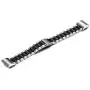 Shangpule Fitbit Charge 2 Wrist Band, Stainless Steel Metal Replacement Smart Watch Band Bracelet with Double Button Folding Clasp for Fitbit Charge 2 (Silver + Black)