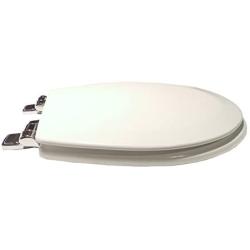 Bath Décor 1F1E7-00CH Premium Molded Wood Elongated Toilet Seat with Slow Close Metal Chrome Hinge & OSG, White