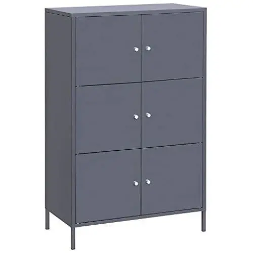 SONGMICS Metal Storage Cabinets with 6 Doors, Multipurpose Storage Locker, 3-Tier Office Cabinets, Max. Load Capacity 33 lb per Tier, Gray UOMC06GB SONGMICS Metal Storage Cabinets with 6 Doors, Multipurpose Storage Locker, 3-Tier Office Cabinets, Max. Load Capacity 33 lb per Tier, Gray UOMC06GB