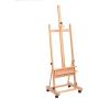 ShowMaven Multi-Function Studio Artist Easel, H-Frame Extra Large 360-Degree Spinner Wheel Rolling Adjustable Height, Red Beech Wood Studio Painting Stand