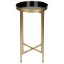 Kate and Laurel Celia Round Metal Foldable Tray Accent Table, Black with Gold Base