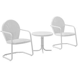 Crosley Furniture Griffith 3-Piece Metal Outdoor Conversation Set with Table and 2 Chairs - White