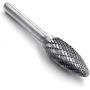YUFUTOL SH-5 Tungsten Carbide Burr Flame Shape Double Cut Rotary Burrs File(1/2cutter Dia ， 1.25Cutter Length) with 1/4 (6.35mm) Shank dia