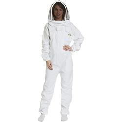 Natural Apiary Apiarist Suit Outfit 1 x Non-Flammable Fencing Veil Mesh Total Protection for Backyard & Beginner Beekeepers, Large, White