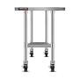 DuraSteel Stainless Steel Work Table 24'' x 12'' x 34'' Height w/ 4 Caster Wheels - Food Prep Commercial Grade Worktable - NSF Certified - Good For Restaurant, Business, Warehouse, Home, Kitchen, Garage