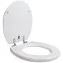 TOPSEAT Round Toilet Seat w/Chromed Metal Hinges, Wood, White TOPSEAT Round Toilet Seat w/Chromed Metal Hinges, Wood, White