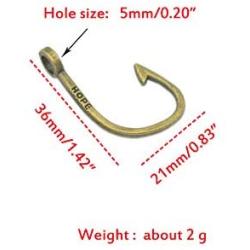 Mystart 50 Pieces 36x21mm Alloy Fish Hook Charms Pendents DIY Jewelry Making Accessories (Antique Bronze)