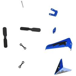 Syma S107 Full Replacement Parts Set for Syma S107 RC Helicopter, Syma Head Cover S107G-01, Syma Main Blades S107G-02, Syma Tail Decorations S107G-03, Syma Connect Buckle x2 S107g-04, Syma Balance Bar S107G-05, Syma Tail Blade S107G-06 - Blue set