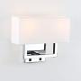 Permo 2-Lights Wall Sconce Light Fixture Chrome Finish with White Textile Shades and 2pcs On/Off Switch Button Living Room Bedside Nightstand Light