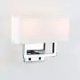 Permo 2-Lights Wall Sconce Light Fixture Chrome Finish with White Textile Shades and 2pcs On/Off Switch Button Living Room Bedside Nightstand Light