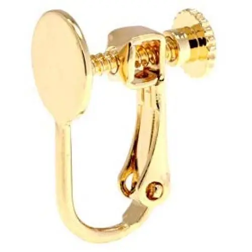 (Apfel) 20 pcs Hypoallergenic Screwback Leverback Clip On Earclips 8mm Flat Plated, [ Gold ] Non Pierced EarsNon Metal Allergy, Parts, カン無し 丸皿8mmイヤリング ゴールド