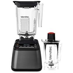 Blendtec Designer 725 Blender - WildSide+ Jar (90 oz) and Twister Jar (37 oz) BUNDLE - Professional-Grade Power - Self-Cleaning - 6 Pre-Programmed Cycles - 100-Speeds - Gunmetal/Black