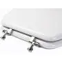 TOPSEAT Round Toilet Seat w/Chromed Metal Hinges, Wood, White TOPSEAT Round Toilet Seat w/Chromed Metal Hinges, Wood, White