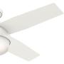 Hunter Dempsey Indoor Low Profile Ceiling Fan with LED Light and Remote Control, 44'', White