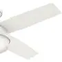 Hunter Dempsey Indoor Low Profile Ceiling Fan with LED Light and Remote Control, 44'', White