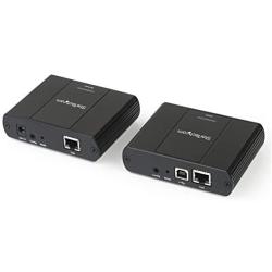 StarTech.com 4 Port USB 2.0 Extender Hub Over Cat5e/Cat6 Ethernet Cable (RJ45) - 330ft/100m Industrial Metal USB Extender Adapter Kit w/ESD Protection - Externally Powered - 480 Mbps (USB2004EXT2NA)