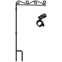 HOOSUN Garden Flag Stand, Premium Garden Flag Pole Holder Black Metal Powder-Coated Weather-Proof Paint, 37.9''H x 15.7''W for Outdoor Garden Lawn Without Flag