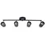 TeHenoo Adjustable Track Lighting Kit, 4-Lights Ceiling Light GU10 Bulb with Metal and Wood Shade for Living Room, Kitchen, Utility Room (Black)