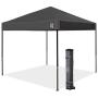 E-Z UP Ambassador Instant Shelter Canopy, 10 x 10, Roller Bag and 4 Piece Spike Set, Steel Gray