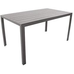 Dporticus Outdoor Patio 55'' Rectangular Dining Table Aluminum Frame with Grey Wood Look