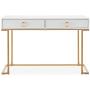 BELLEZE Two-Drawer Home Office Computer Desk Vanity Table, Wood and Metal, White & Gold