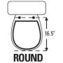 TOPSEAT Round Toilet Seat w/Chromed Metal Hinges, Wood, White