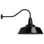 Large Black Steel 20 Inch Barn Lighting Shade - 300 Watt Capacity Porcelain Socket - LED Capable - 23 Inch Gooseneck and Mounting Plate