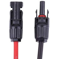 iGreely Solar Panel Extension Cable - 10 Feet 10AWG(6mm²) Solar Extension Cable with Female and Male Connector Solar Panel Adapter (10FT Red + 10FT Black)