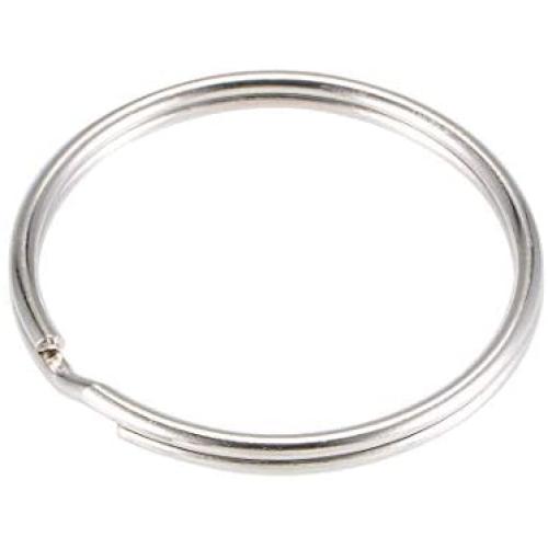 uxcell Split Key Ring 40mm Open Jump Connector for Lanyard Zipper Handbag, Nickel Plated Iron, Pack of 100