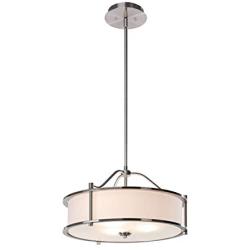 Pendant Lighting 18 inch 3 Light Drum Pendant Light with Fabric Shade and Glass Diffuser in Brushed Nickel, Classic Convertible Drum Chandelier for Living & Dinning Room XiNBEi-Lighting XB-P1199-BN