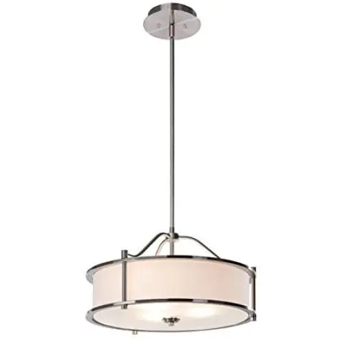 Pendant Lighting 18 inch 3 Light Drum Pendant Light with Fabric Shade and Glass Diffuser in Brushed Nickel, Classic Convertible Drum Chandelier for Living & Dinning Room XiNBEi-Lighting XB-P1199-BN Pendant Lighting 18 inch 3 Light Drum Pendant Light with Fabric Shade and Glass Diffuser in Brushed Nickel, Classic Convertible Drum Chandelier for Living & Dinning Room XiNBEi-Lighting XB-P1199-BN