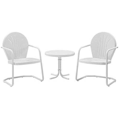 Crosley Furniture Griffith 3-Piece Metal Outdoor Conversation Set with Table and 2 Chairs - White