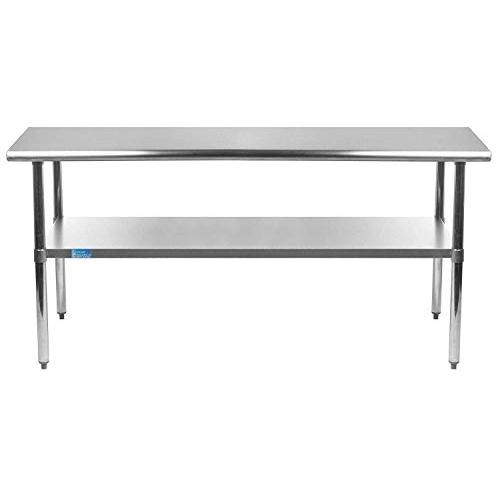 AmGood Stainless Steel Work Table | Metal Utility Table (Stainless Steel Work Table, 48'' Long x 18'' Deep)