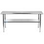 AmGood Stainless Steel Work Table | Metal Utility Table (Stainless Steel Work Table, 48'' Long x 18'' Deep)