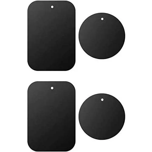 Metal Plate with 3M Adhesive Back for Magnetic Car Mount Cell Phone Holder GPS and Tablet Holder (2 Rectangle & 2 Round) (Black) Metal Plate with 3M Adhesive Back for Magnetic Car Mount Cell Phone Holder GPS and Tablet Holder (2 Rectangle & 2 Round) (Black)