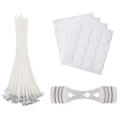 INTAR 64 Pieces Cotton Candle Wicks with Candle Wick Stickers and Centering Device for Candle DIY, Candle Making Kit (6 inch) INTAR 64 Pieces Cotton Candle Wicks with Candle Wick Stickers and Centering Device for Candle DIY, Candle Making Kit (6 inch)