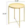 CERBIOR Tray End Table, Round Metal Tray Table Side Sofa Table Anti-Rust and Waterproof Outdoor & Indoor Snack Table Accent Coffee Table Pale Yellow