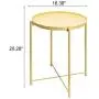 CERBIOR Tray End Table, Round Metal Tray Table Side Sofa Table Anti-Rust and Waterproof Outdoor & Indoor Snack Table Accent Coffee Table Pale Yellow