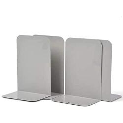 CY craft 4 Pieces Metal Bookends,Non-Skid Heavy Duty Book Ends,Bookends for Shelves,Office Book Holder and Book Stopper for Books/Movies/CDs,Gray,8.1X5.3X3.95 Inch