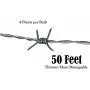 Light Duty 4 Pt Real Barbed Wire - 18 Gauge 4 Point - (50 Feet) for Crafts and Yard - Made in USA