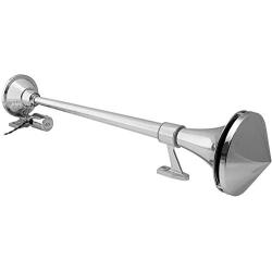 Vixen Horns Train Horn for Boat/Truck/Car. Air Horn Waterproof Chrome Plated Single Trumpet + Cover. Super Loud dB. Marine Grade Finish. Fits 12v Vehicles Like Semi/Pickup/Jeep/SUV VXH1168C