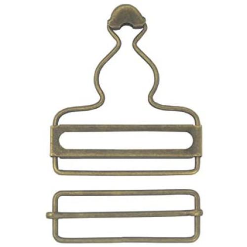 Suspender Adjuster Overall Braces Buckle,Bronze Dungaree Fastener Braces Buckle with Slider,Pack of 6 Sets (2'')